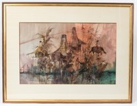 Art Asian Watercolor Original Framed and Matted