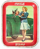 Vtg 1942 Coca Cola Serving Tray Two Girls /Car