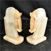 MARBLE HORSE HEAD BOOK ENDS