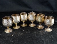 6) BRASS SHOOTER GLASSES - CYPRUS Souviners