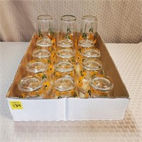 Sour Cream Glasses Lot "Orange Flower Pattern"