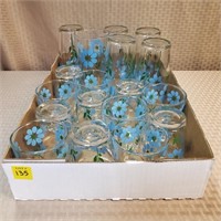 Sour Cream Glasses Lot " Blue Flower Pattern"