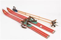 ANTIQUE CHILDRENS SNOW FLOWER SKIS WITH