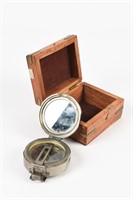 ANTIQUE NAUTICAL COMPASS WITH BOX