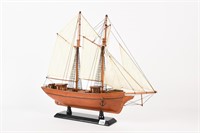 WOODEN SHIP MODEL ON STAND 20"X18"