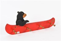BEAR IN CANOE COAT RACK 24"