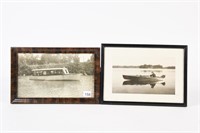 TWO FRAMED PHOTOS OF OLD BOATS