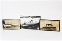WOODEN BOAT IMAGES MOUNTED ON BOARD AND FRAMED