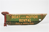 WOODEN BOAT AND MOTOR RENTAL SIGN 23"X8"