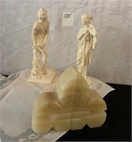 A. Santine Figurines Italy, Alabaster Bookends