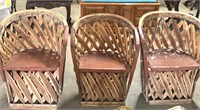 3 Early Animal Hide and wood chairs great