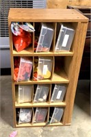 Wooden shelf full of balloons