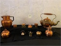 Copper Tea Pots, Coffee Pot, Miniatures
