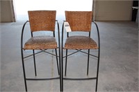 Set of 2 Tall Wicker Chairs