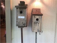 (2) Homemade Birdhouses on Steel Rods