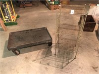 Heavy Duty Metal Rolling Dolly, Wire Record Holder
