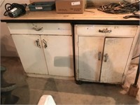 (2) Metal Vintage Kitchen Cabinets