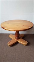 SOLID PINE COFFEE TABLE WITH PEDESTAL BASE