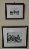 (2) Foreign framed lithographs 5x7 and 7x9