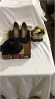 Shoes, potpourri and holder, bag