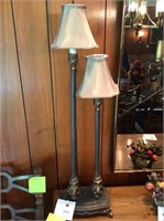 2 Gorgeous taupe colored dual lamp on black base