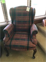 Side chair upholstered Queen Anne style plaid