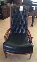 Wood frame chair black leather / vinyl executive