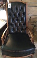 Wood frame chair black leather / vinyl exectuive