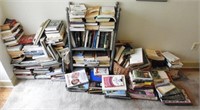 Large Qty of books and two tier bookcase to i