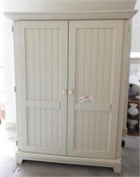 White contemporary two door storage cabinet/