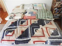 Qty of bed linens and quilts in various sizes