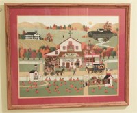 Framed Embroidery of Old Glory Farms 21” x 18"