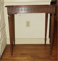 Mahogany reeded column leather insert side table