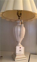White porcelain lamp with shade gold trim, heavy