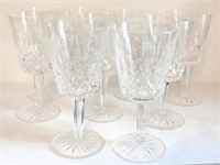 (9) Waterford White wine glasses