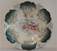 German hand painted and enameled 11” floral