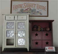 (2) Contemporary miniature cabinets (punch tin