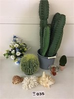 FLORAL ITEMS, SHELLS, CORAL