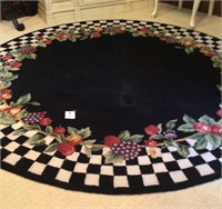Touch of Class Round rug black white fruit design