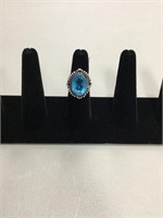 german silver ring (blue topaz size:7)