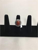 german silver ring (red onyx size:6)