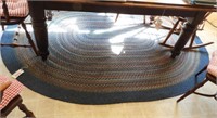 Contemporary Blue oval hooked rug 107” x 44”
