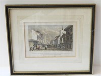 Antique framed color lithograph of Church