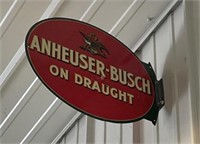 doubled sided Anheuser-Busch metal sign