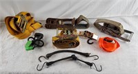 Lot Of Tie Down Ratchet Straps & Bungee Cords
