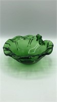 7" Ornate Emerald Art Glass Cigar Ashtray
