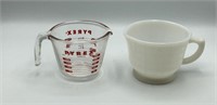 D Handle Milk Glass & Pyrex Measuring Cups
