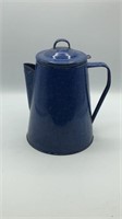10" Blue Graniteware Coffee Pot