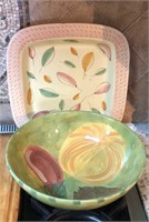 Italy Pottery Platter, Phaltzgraff Lrg Bowl