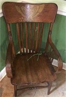 Antique Oak Stenciled Eagle Sitting Chair